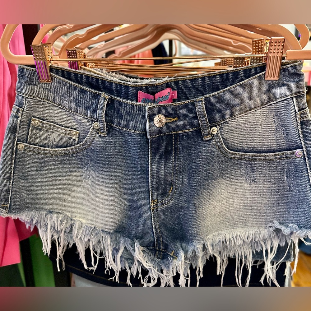 Denim Frayed Hem Women's Shorts